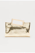 Pona croc embossed clutch-gold