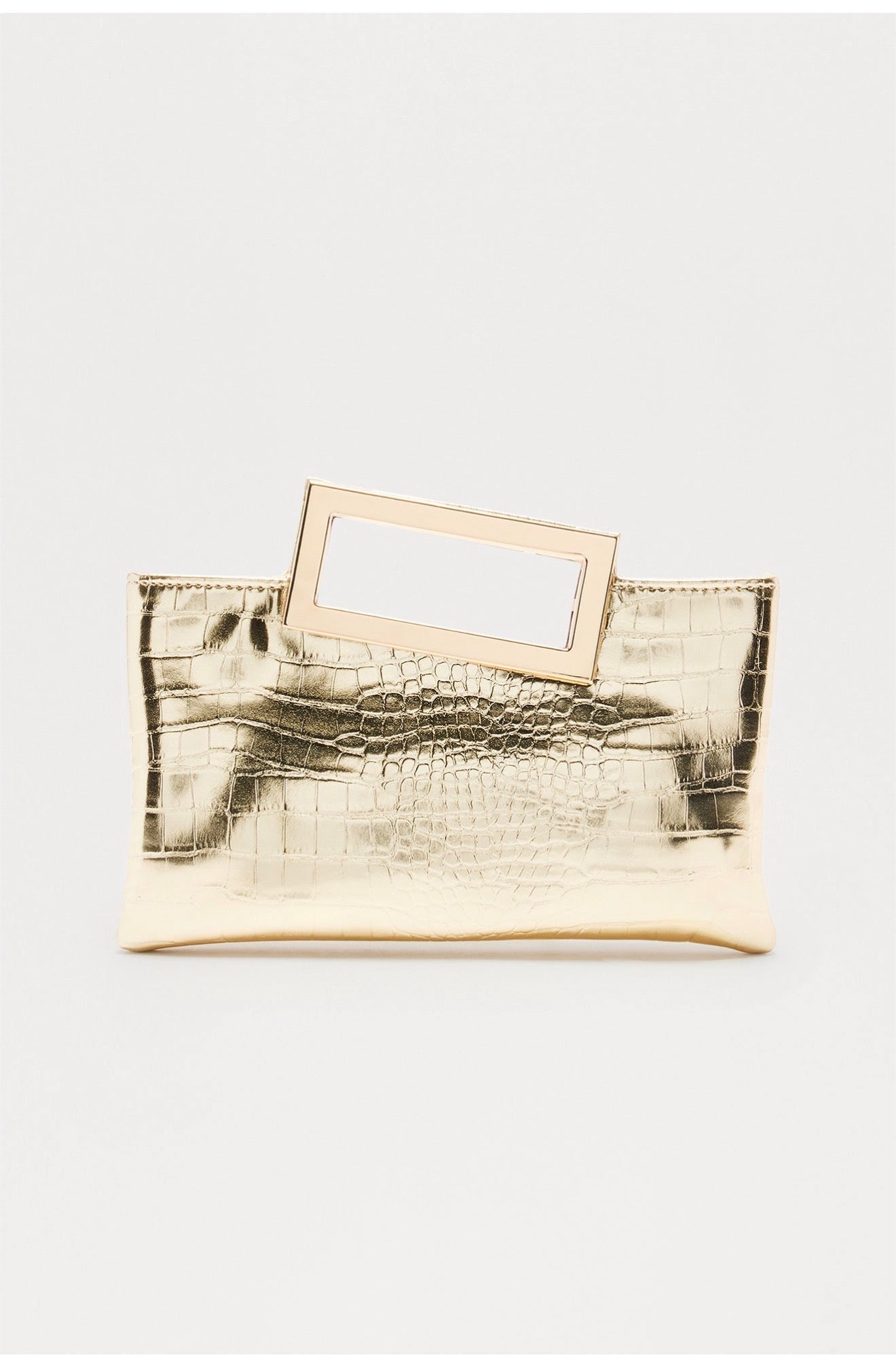 Pona croc embossed clutch-gold