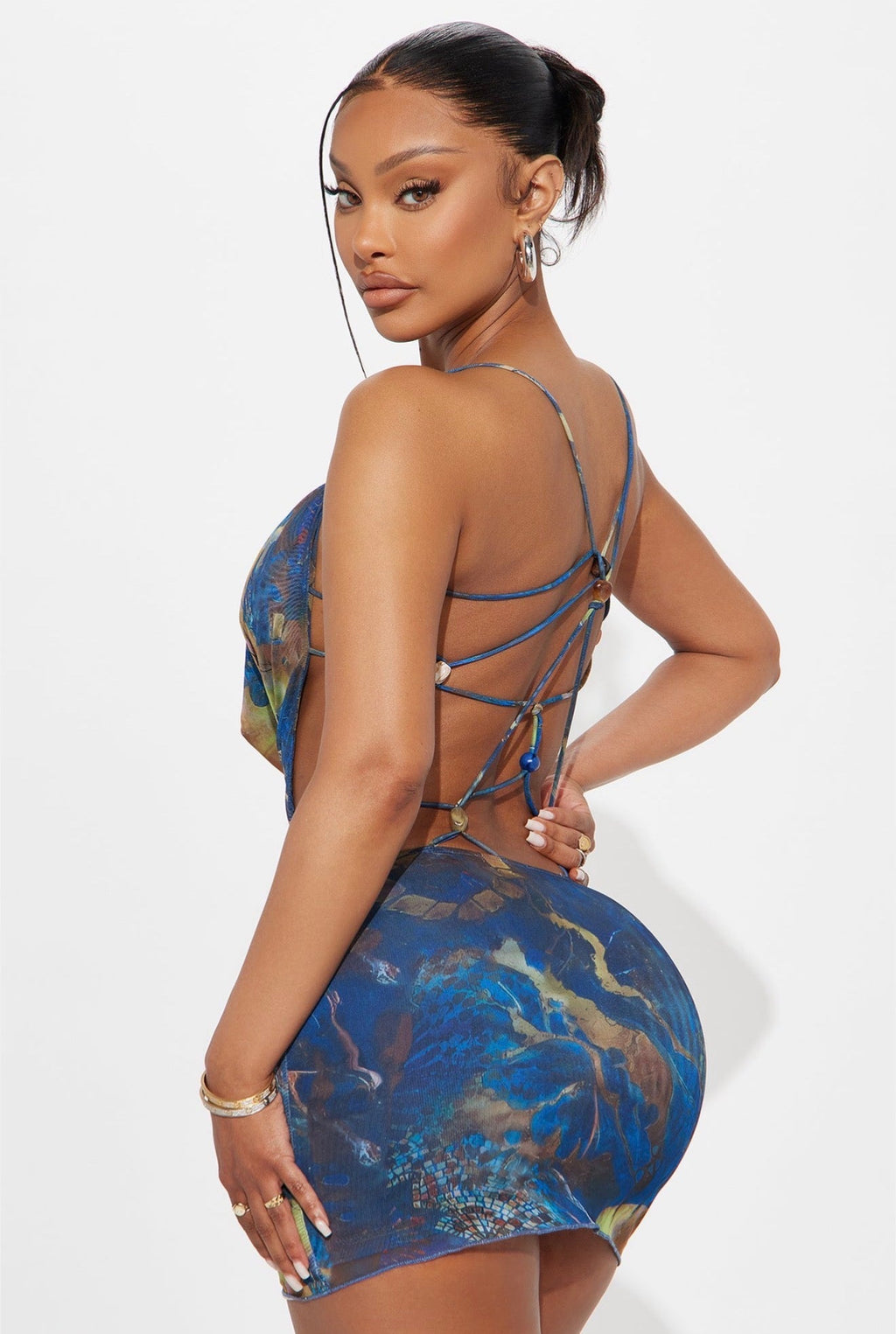 Gemstone mesh mini dress