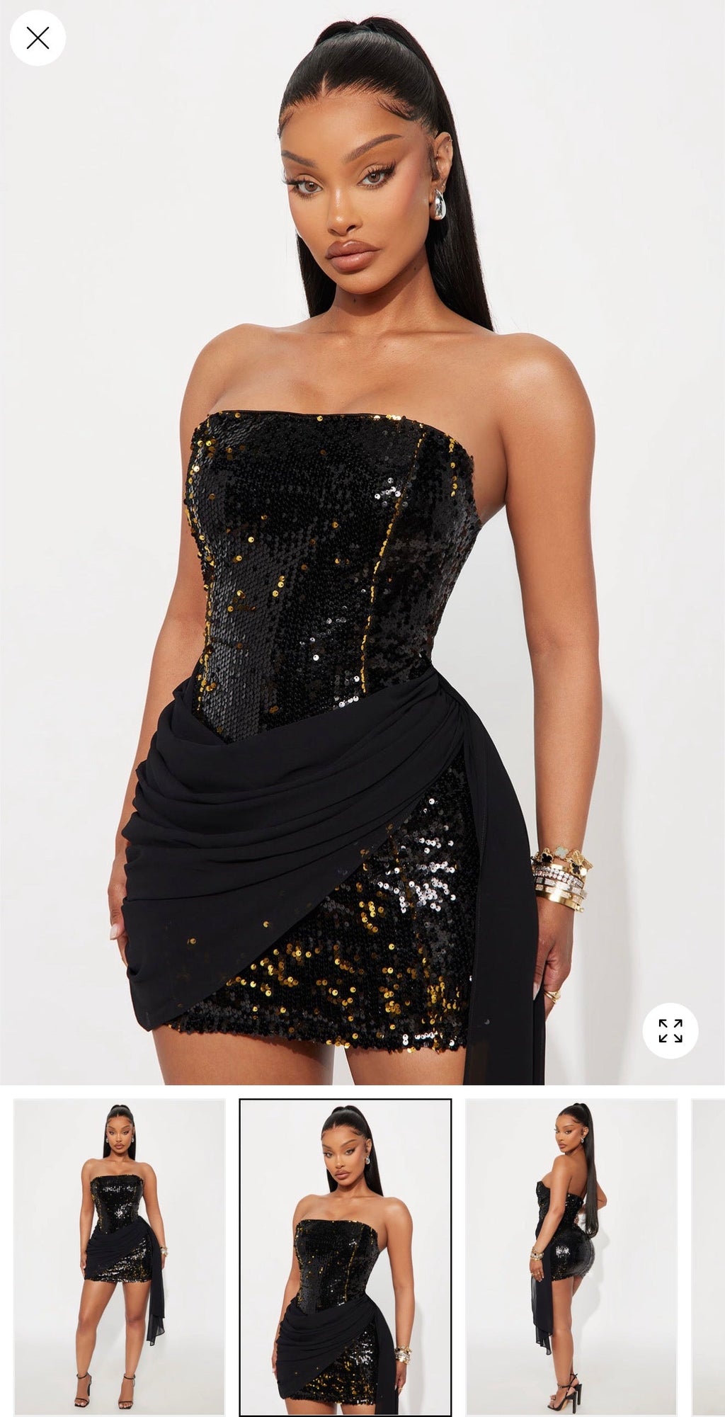 Draped sequins mini dress