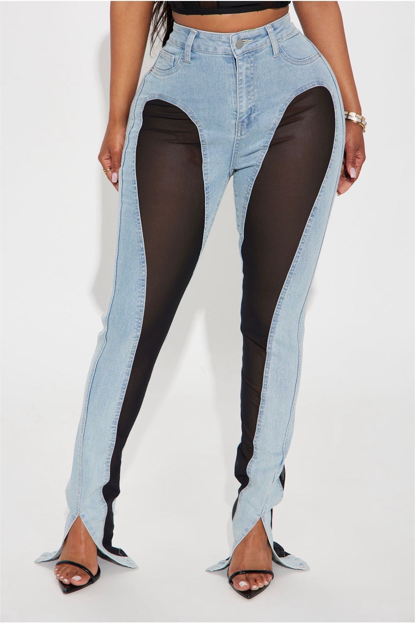 Split gears stretch hems jeans