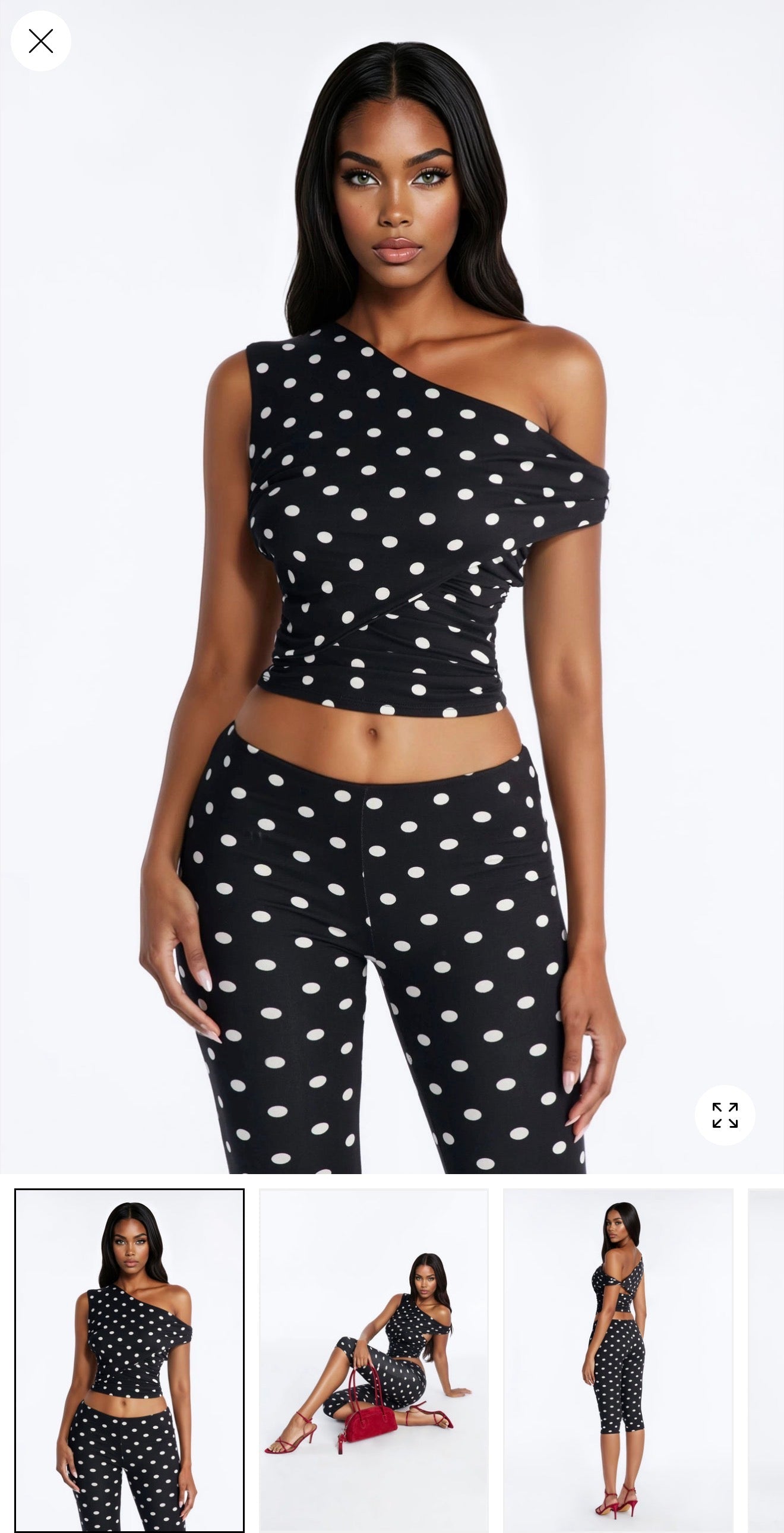 Off shoulder polka dot
